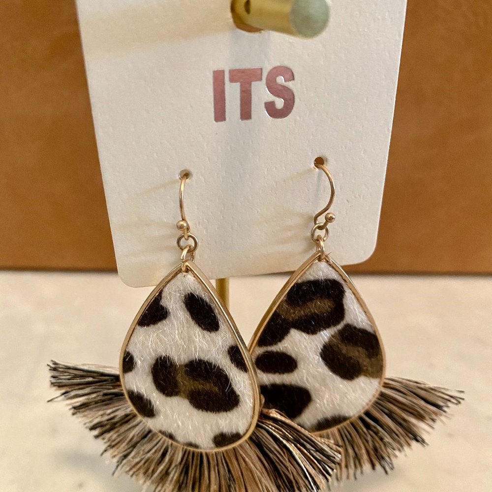 Leopard print tassel earrings